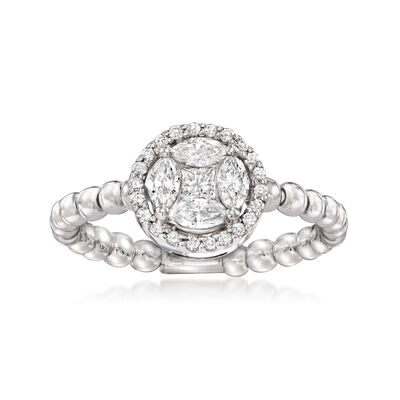 C. 1990 Vintage .60 ct. t.w. Diamond Beaded Ring in 18kt White Gold