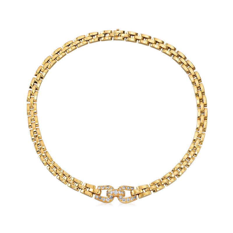C. 1980 Vintage Cartier 2.15 ct. t.w. Diamond Panther-Link Necklace in 18kt Yellow Gold image number 0