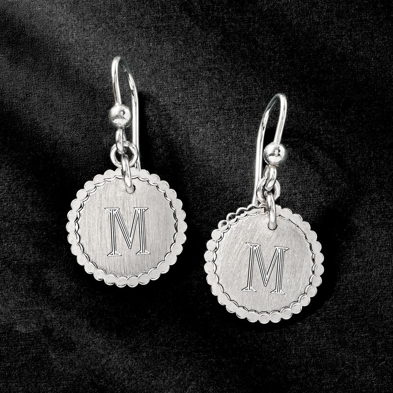 Italian Sterling Silver Personalized Disc Drop Earrings image number 2