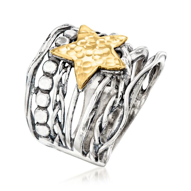 Sterling Silver and 14kt Yellow Gold Star Ring image number 2