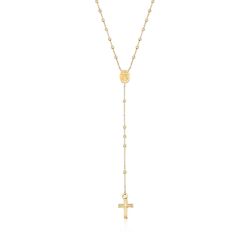 Italian 14kt Yellow Gold Miraculous Medal Rosary Necklace. 16&quot; image number 2