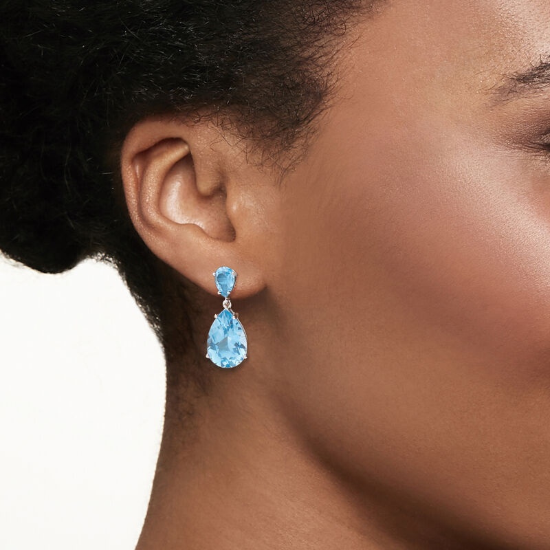14.00 ct. t.w. Sky Blue Topaz Drop Earrings in Sterling Silver  image number 1