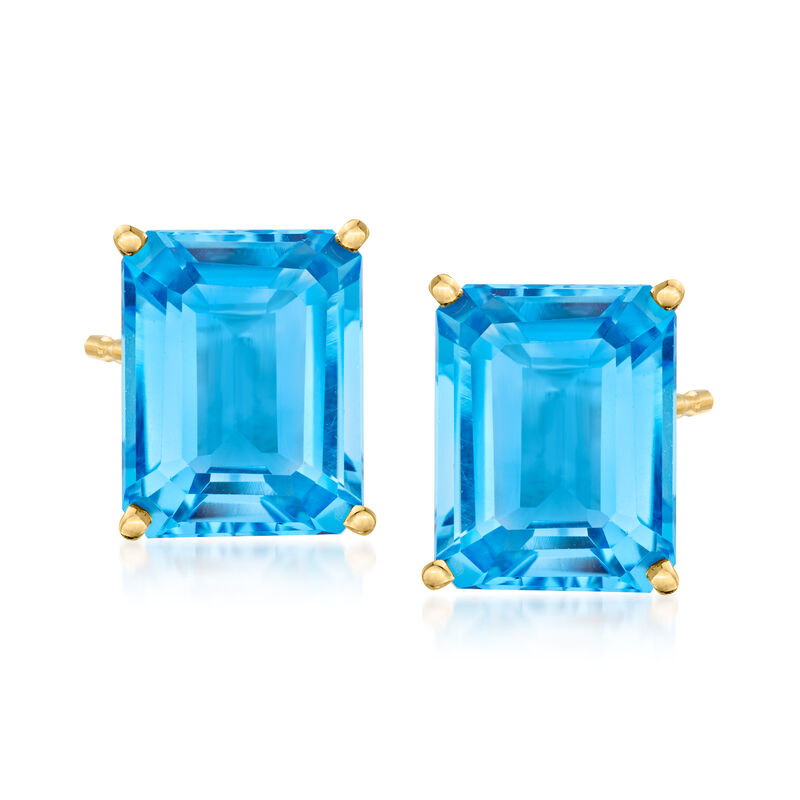 10.00 ct. t.w. Swiss Blue Topaz Earrings in 14kt Yellow Gold  image number 0
