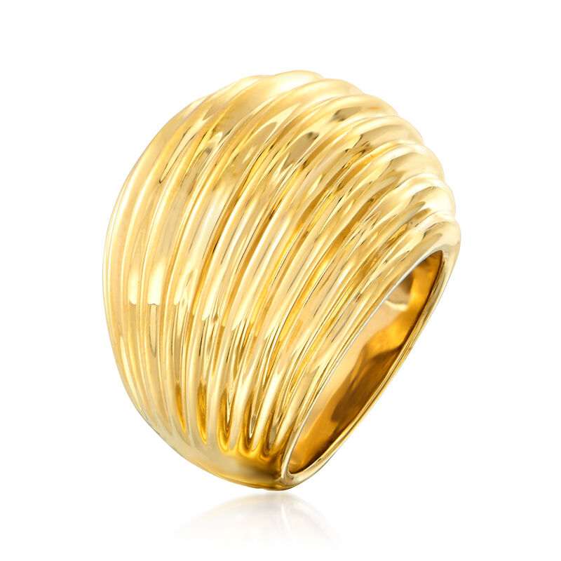 14kt Yellow Gold Ribbed Dome Ring image number 2