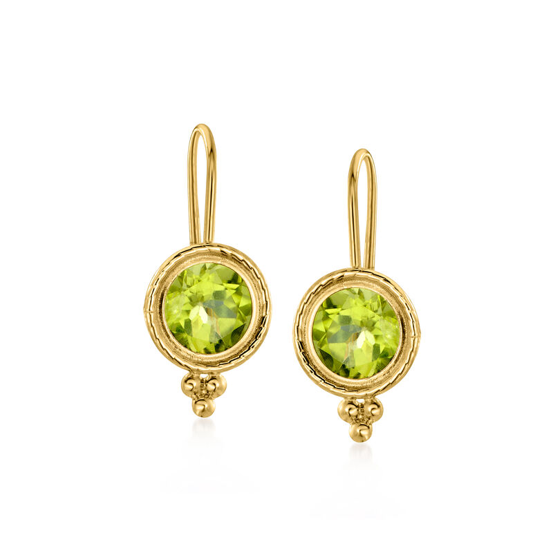 1.70 ct. t.w. Peridot Drop Earrings in 14kt Yellow Gold  image number 0