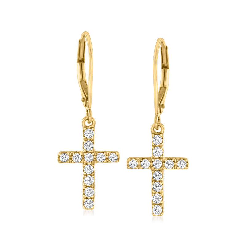 .55 ct. t.w. Diamond Cross Drop Earrings in 14kt Yellow Gold image number 0