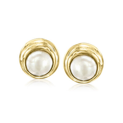 C. 1980 Vintage 13mm Cultured South Sea Pearl Earrings in 18kt Yellow Gold
