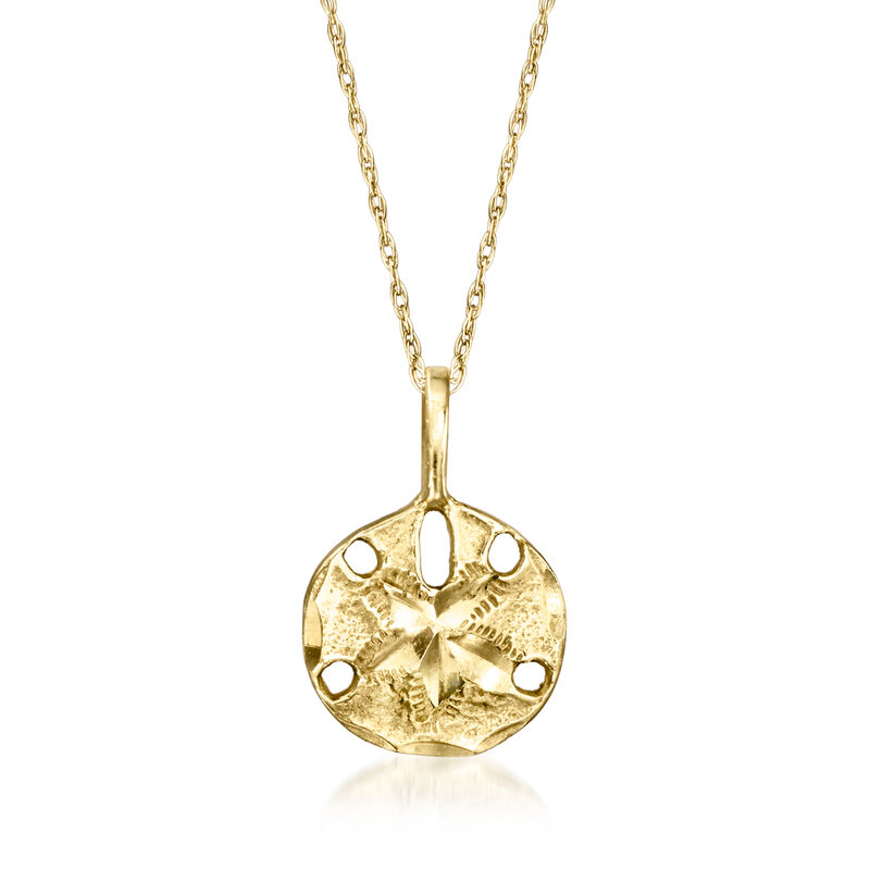 C. 1990 Vintage 14kt Yellow Gold Sand Dollar Pendant Necklace. 18" image number 0