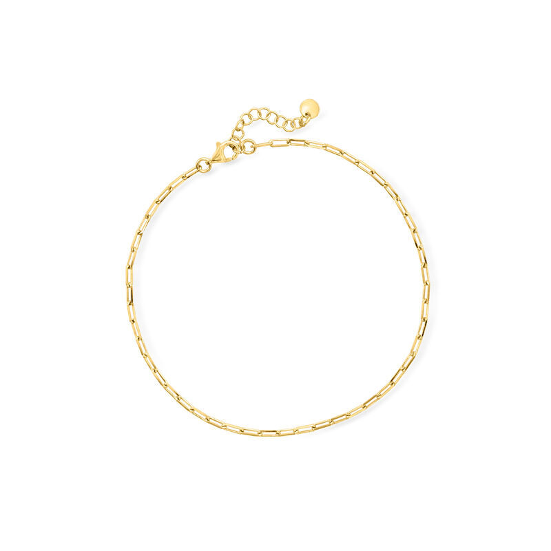 Italian 18kt Gold Vermeil Paper Clip Link Anklet. 9&quot; image number 0
