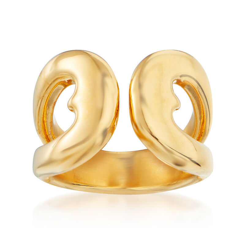 Italian Andiamo 14kt Yellow Gold Over Resin Open-Space Heart Ring image number 0