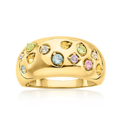 .50 ct. t.w. Pastel Multi-Gemstone Dome Ring in 18kt Gold Over Sterling