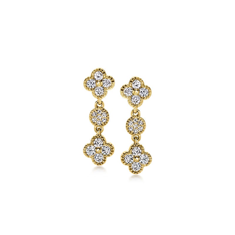 .33 ct. t.w. Lab-Grown Diamond Clover Drop Earrings in 10kt Yellow Gold image number 0