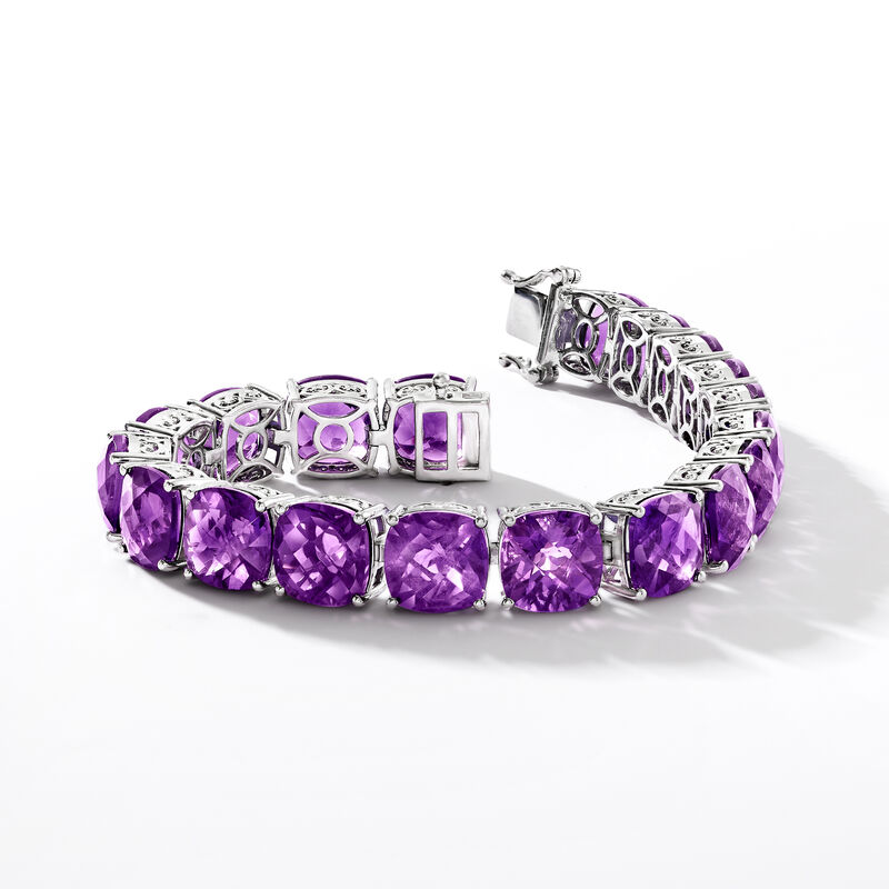 45.00 ct. t.w. Amethyst Tennis Bracelet in Sterling Silver image number 2