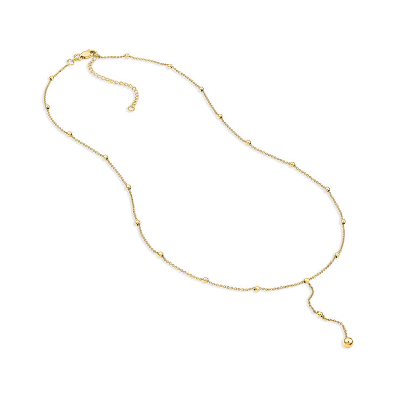 14kt Yellow Gold Bead Station Y-Necklace. 16" image number 1
