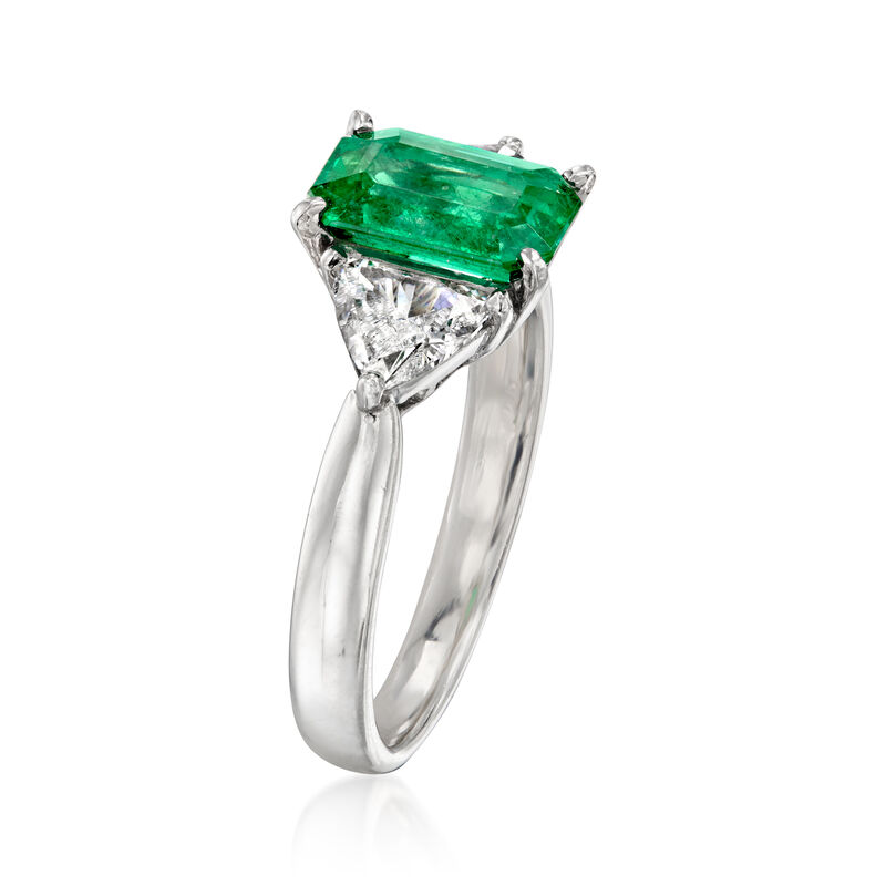 C. 1990 Vintage 1.31 Carat Emerald and .70 ct. t.w. Diamond Ring in Platinum. Size 5.5 image number 2