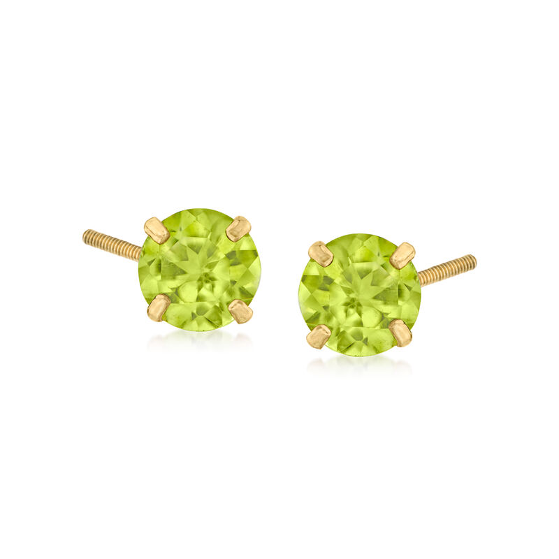 Peridot (Aug.) - Child's .60 ct. t.w. Birthstone Stud Earrings in 14kt Yellow Gold image number 0