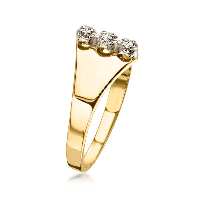 C. 1980 Vintage Diamond Three-Stone Ring in 10kt Yellow Gold. Size 6 image number 2