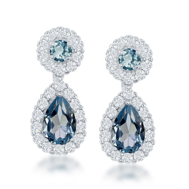 5.00 ct. t.w. Blue and White Topaz Drop Earrings in Sterling Silver image number 0