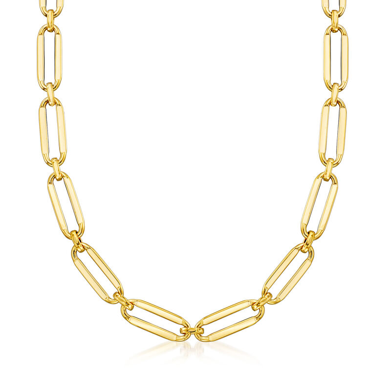 Italian 14kt Yellow Gold Paper Clip Link Necklace image number 0