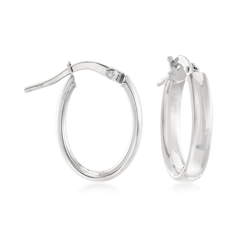 3mm 14kt White Gold Hoop Earrings image number 0