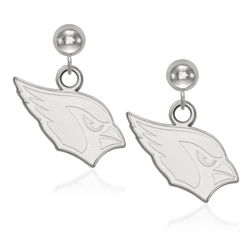 14kt White Gold NFL Arizona Cardinals Dangle Ball Stud Earrings image number 0
