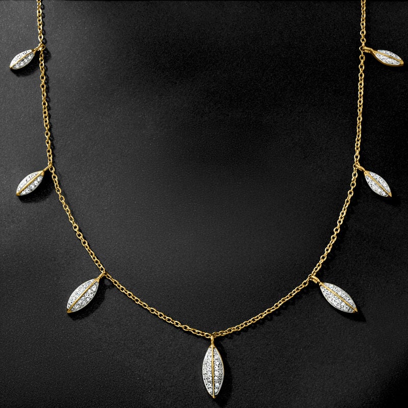 .50 ct. t.w. Diamond Oval Drop Station Necklace in 18kt Gold Over Sterling. 18" image number 2