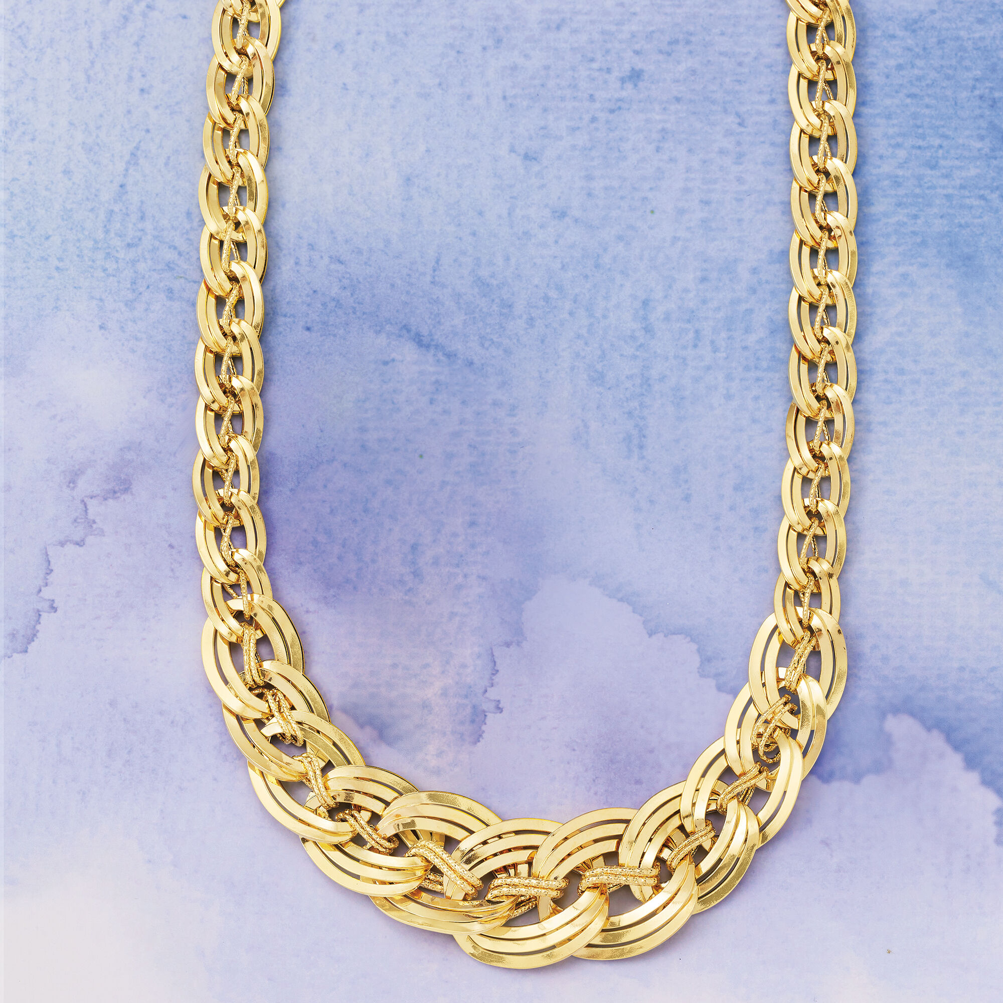 Italian 18kt Yellow Gold Interlocking-Link Necklace | Ross Simons