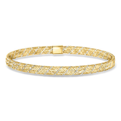 Italian 10kt Two-Tone Gold Mesh Stretch Bracelet