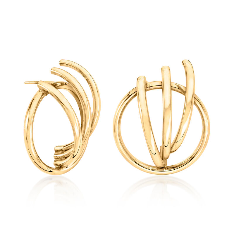 C. 1980 Vintage 14kt Yellow Gold Curved Circle Earrings image number 2