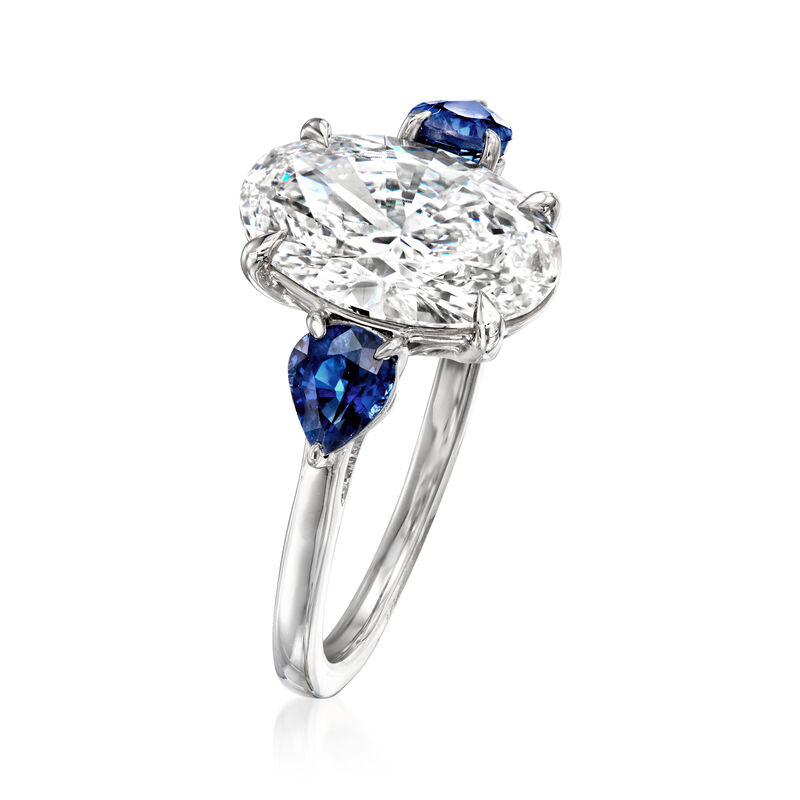 3.00 Carat Lab-Grown Diamond Ring with 1.00 ct. t.w. Sapphires in 14kt White Gold image number 2