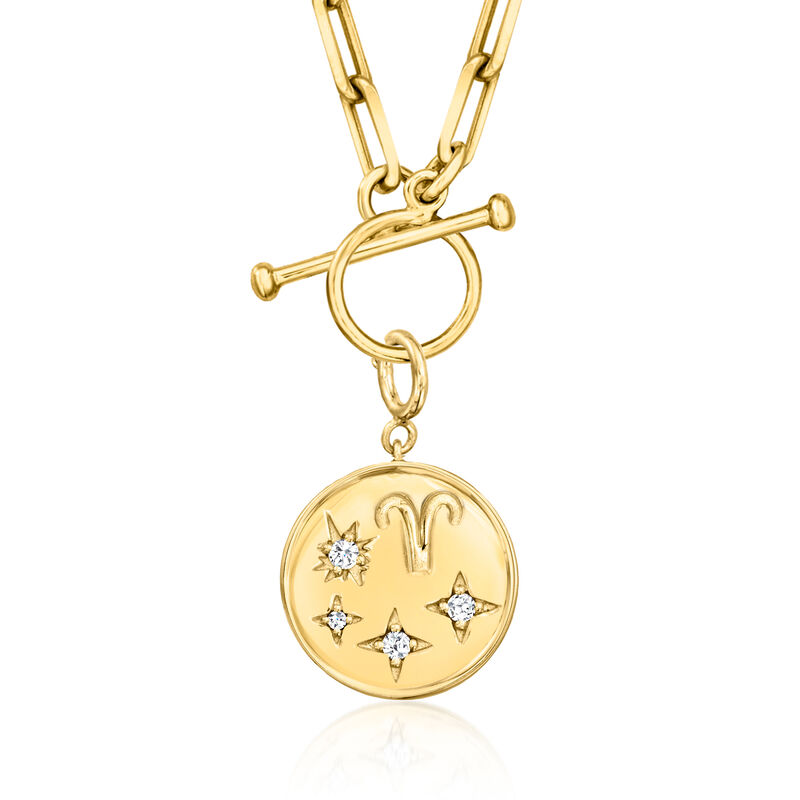Aries - .10 ct. t.w. Diamond Zodiac Charm in 18kt Gold Over Sterling image number 0