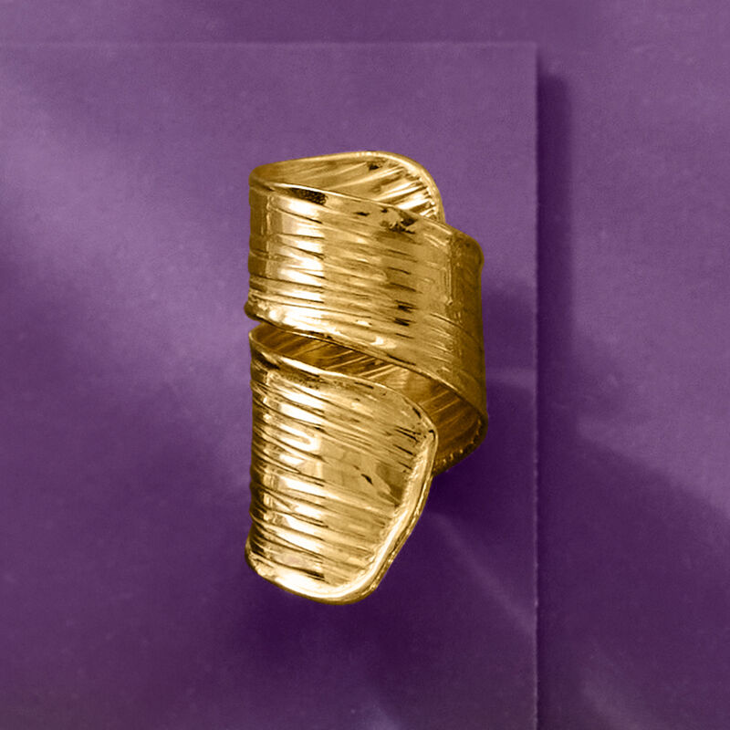 Italian 18kt Gold Over Sterling Lined Bypass Ring image number 4