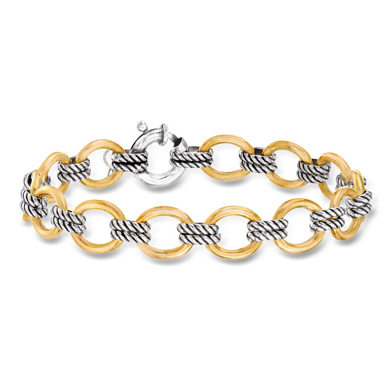 Phillip Gavriel "Italian Cable" 18kt Yellow Gold and Sterling Silver Cable-Link Bracelet. 7.5" image number 0