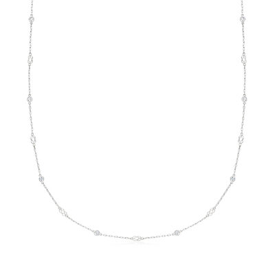 C. 1990 Vintage 1.00 ct. t.w. Diamond Station Necklace in Platinum