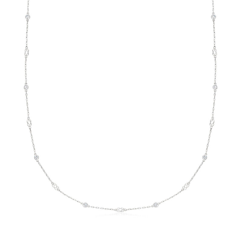 C. 1990 Vintage 1.00 ct. t.w. Diamond Station Necklace in Platinum. 40&quot; image number 0