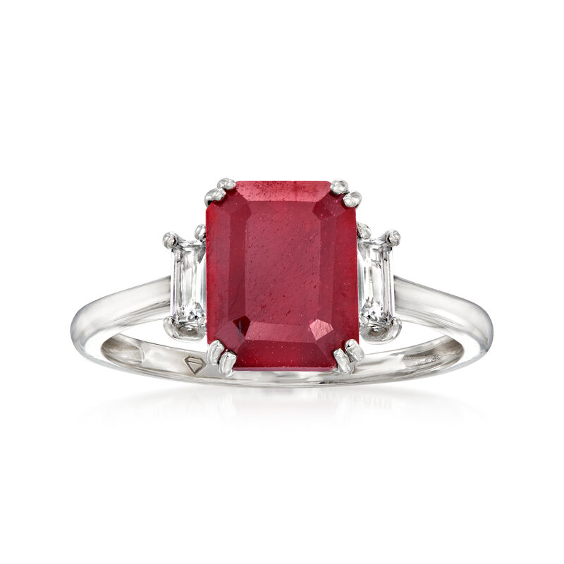 2.70 Carat Ruby Ring with .30 ct. t.w. White Topaz in Sterling Silver image number 0