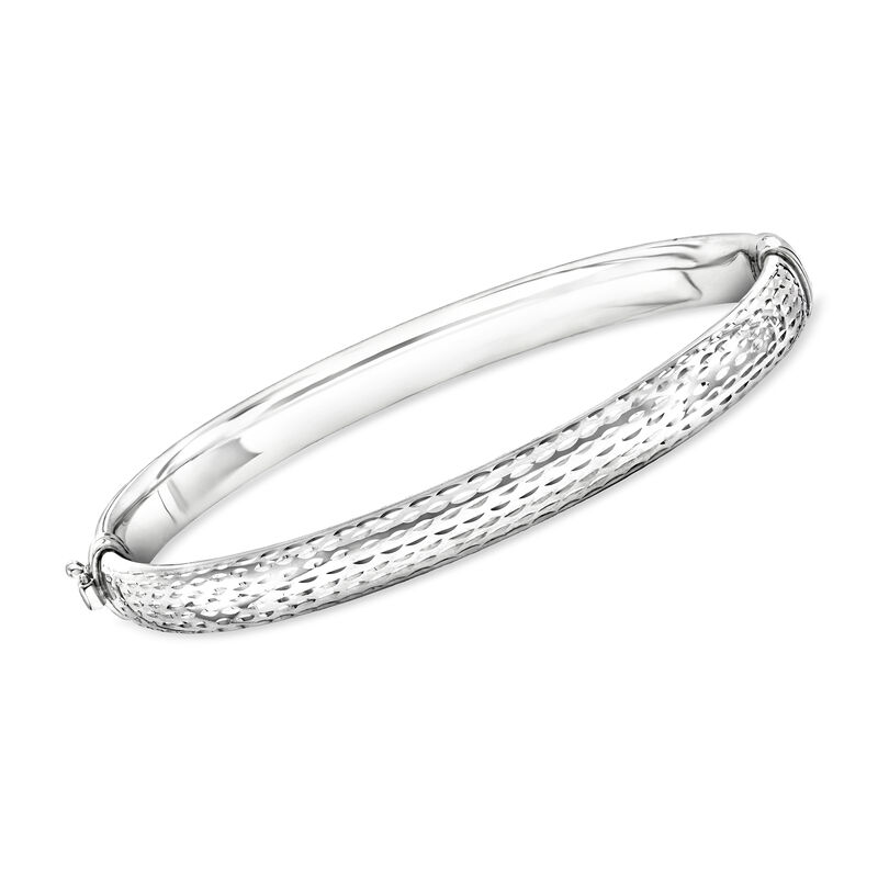 Sterling Silver Diamond-Cut Bangle Bracelet image number 0