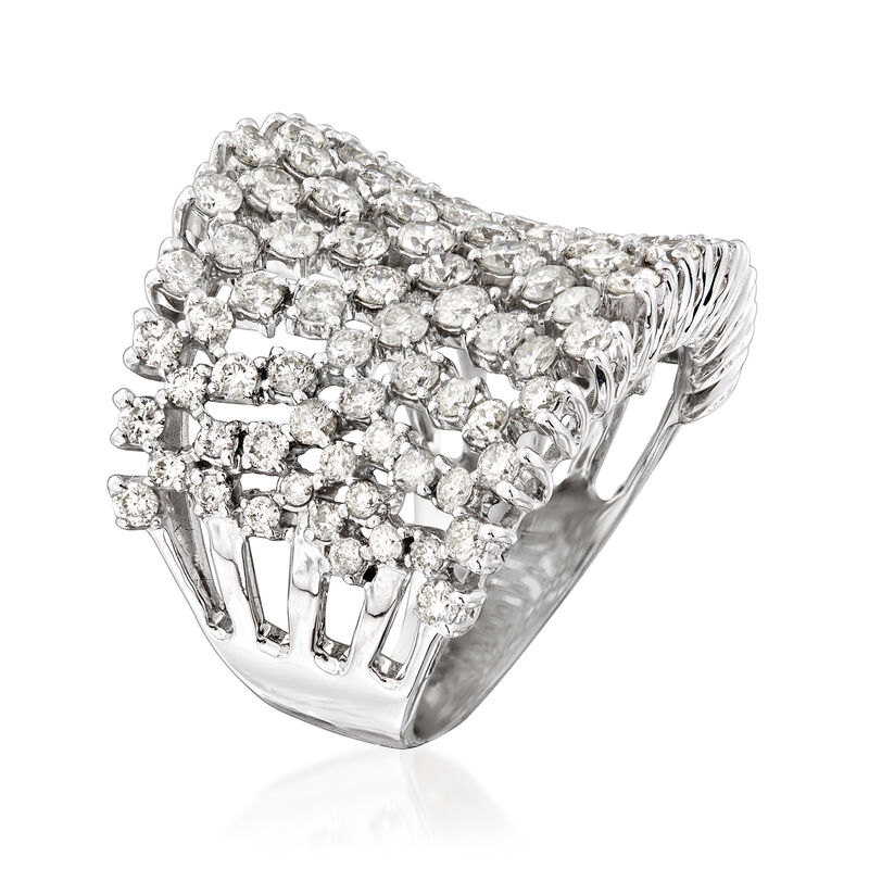 3.00 ct. t.w. Diamond Concave Wide Ring in 18kt White Gold image number 2