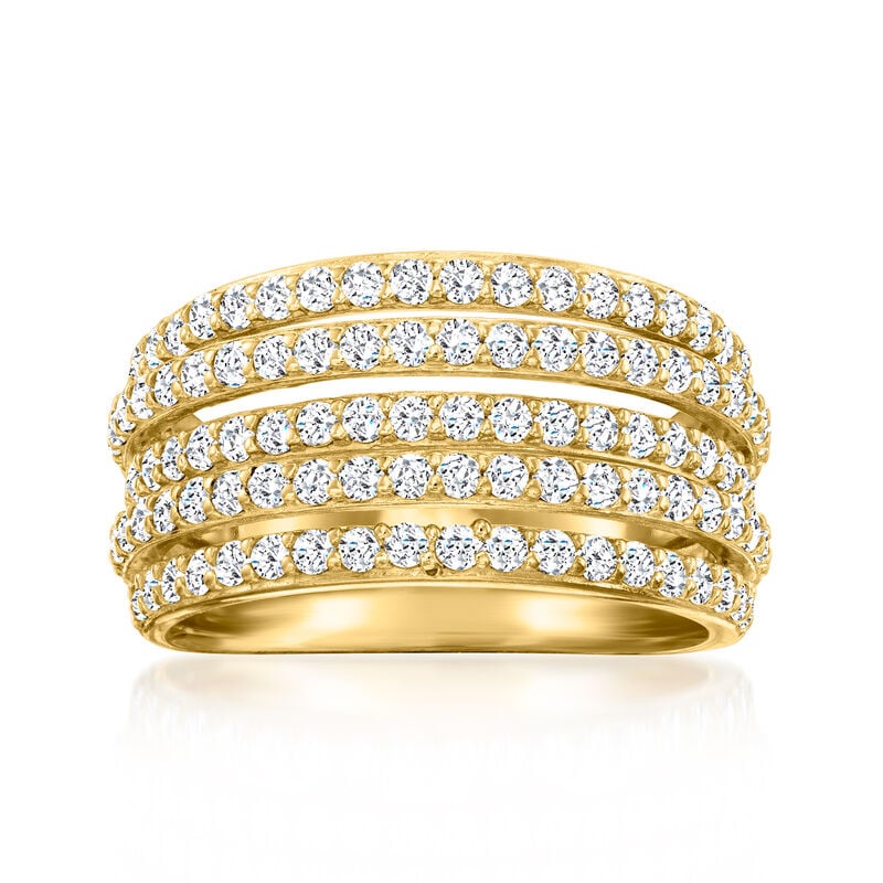 1.50 ct. t.w. CZ Multi-Row Ring in 18kt Gold Over Sterling image number 0