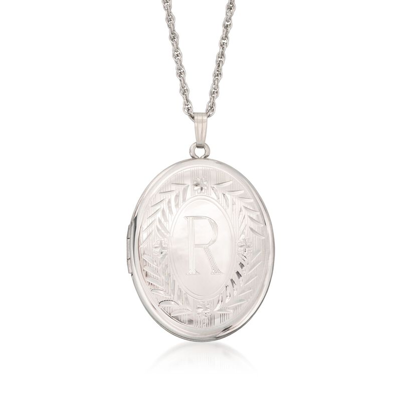 Sterling Silver Engraved Locket Necklace image number 0