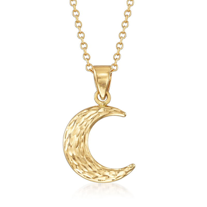 14kt Yellow Gold Crescent Moon Pendant Necklace image number 0