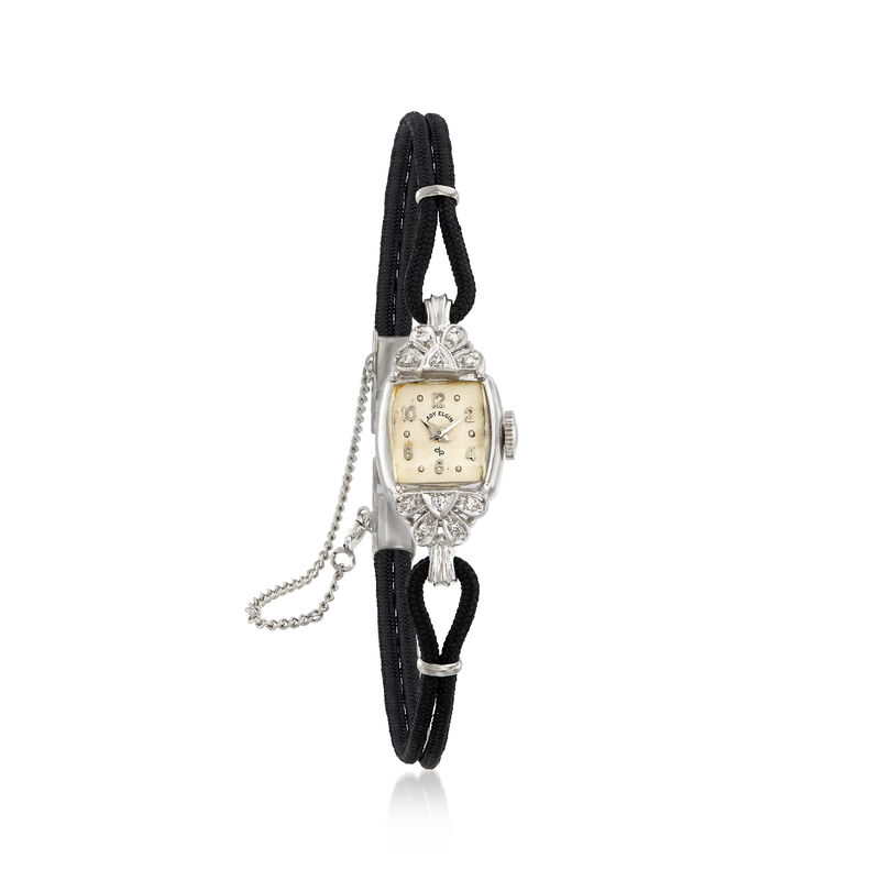 C. 1950 Vintage Elgin Women's .10 ct. t.w. Diamond Mechanical 13mm Watch in 14kt White Gold image number 0