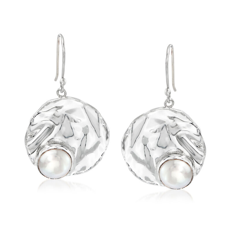 10mm Cultured Pearl Circle Drop Earrings in Sterling Silver image number 0