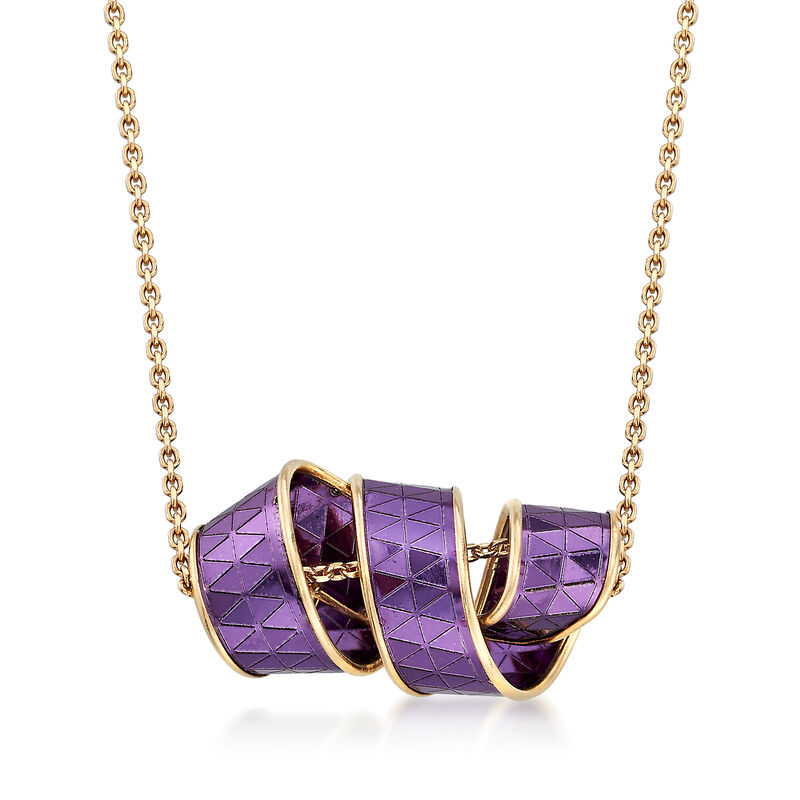 Italian 14kt Yellow Gold Ceramic Swirl Necklace image number 0