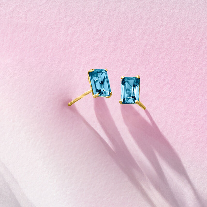 1.20 ct. t.w. London Blue Topaz Stud Earrings in 14kt Yellow Gold  image number 2