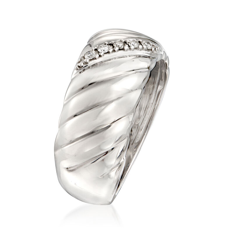Sterling Silver Shrimp Ring with Diamond Accents image number 2