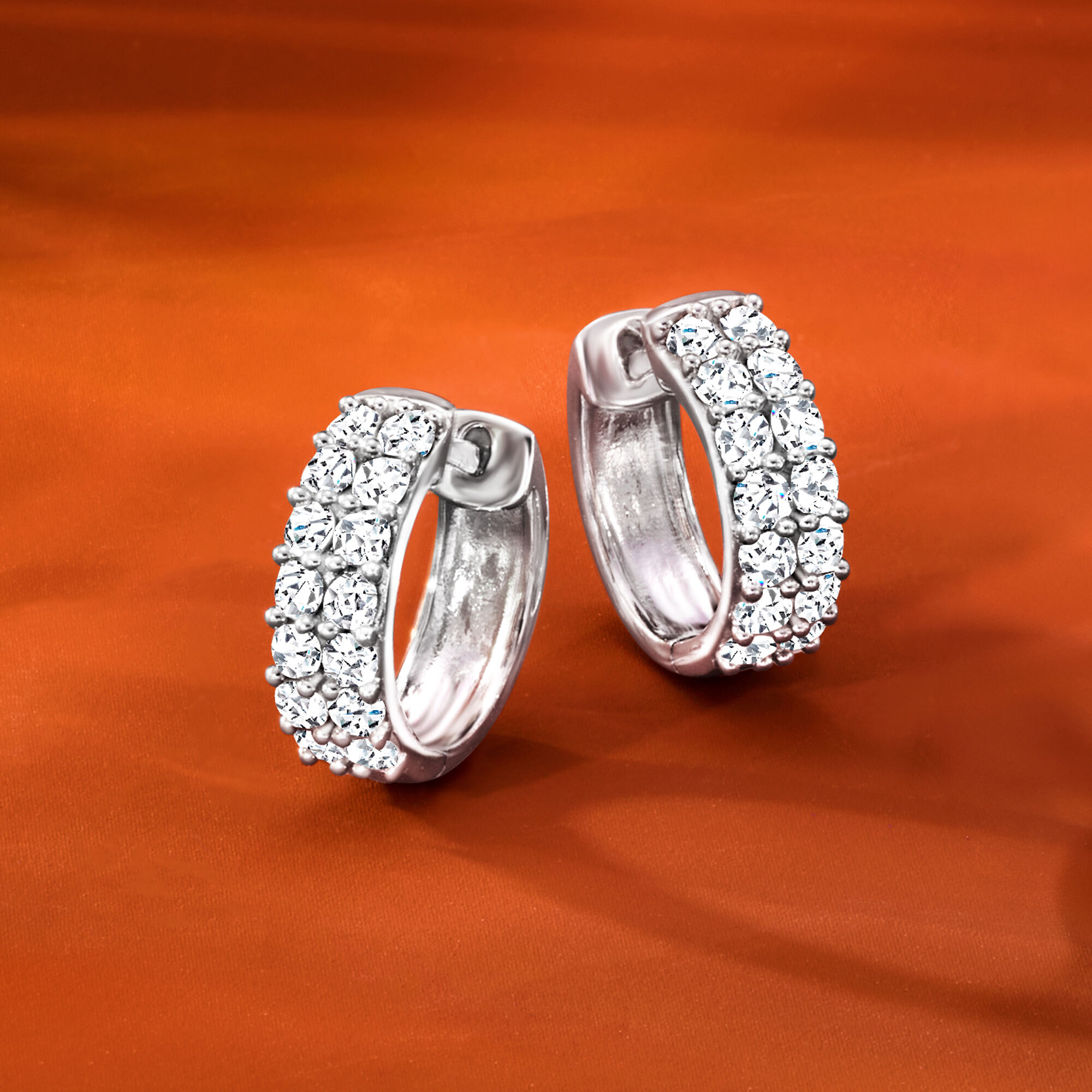 1.00 ct. t.w. Diamond Huggie Hoop Earrings in Sterling