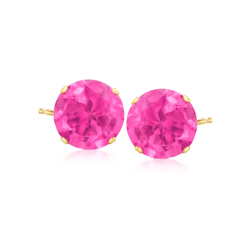 8.70 ct. t.w. Pink Topaz Stud Earrings in 14kt Yellow Gold  image number 0