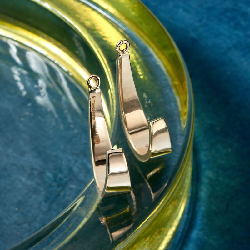 14kt Yellow Gold J-Hoop Earring Jackets image number 2