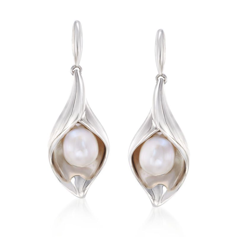 6.5-7mm Cultured Pearl Nature-Inspired Drop Earrings in Sterling Silver image number 0